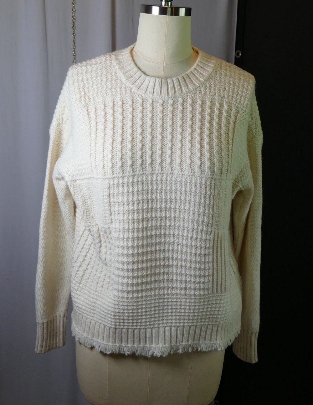 Madewell Cozy fall Merino Wool Blend Textured Knit Sweater Cream Ivory Size S